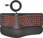 Arteck Split Ergonomic Keyboard with Palm Rest, USB Wired Backlit Keyboard by ARTECK