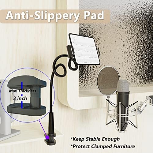 MAGIPEA Gooseneck Tablet Holder for Bed, Reinforced Flexible Arm Tablet Stand with 360° Rotation, Hands-Free Clamp Mount for 4.7–13" iPad, Kindle, Galaxy Tab, Switch - Image 5