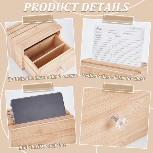 ORIGACH Wooden Recipe Box 5x7 Recipe Card Box - Image 3