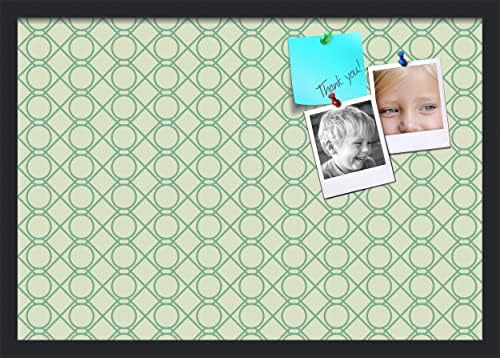 PinPix 26x18 inch Cork Bulletin Board. This Decorative Framed Pin Board Comes with Diamond Pattern in Green Design and Satin Black. Ideal for Home, Office Decor or School (PinPix-586) by PinPixBulletinBoards