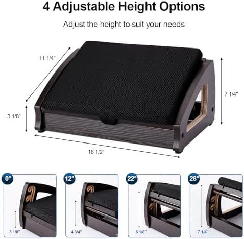 StrongTek Wooden Foot Stool Under Desk, Removable Cushion, Espresso - Image 3