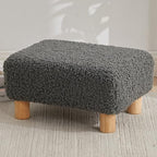 Small Foot Stool Ottoman, Sherpa Footstool Ottoman Foot Rest for Couch, Rectangle Footstools and Ottomans Small for Living Room, Entryway and Bedroom (Gray) by FIMIVIBI