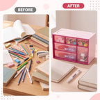 Briwooody 4 Pcs Mini Desktop Drawer Storage Box 3 4 6 9 Compartment, Pink - Image 2