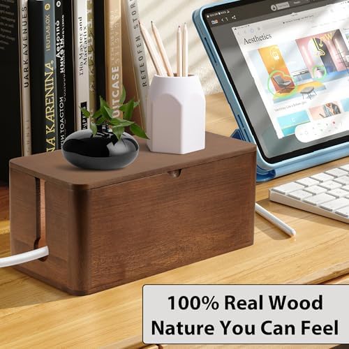 ZhiYo Wood Cable Management Box, Large Cord Organizer Box for Power Strip - Image 3