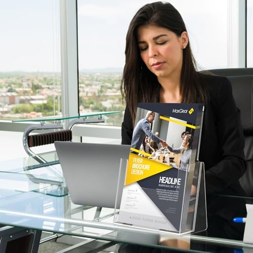 MaxGear Acrylic Brochure Holder, 6 x 9 Inch Countertop Display, 6 Pack - Image 5