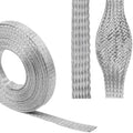 Tinned Copper Braid Wire Shielding Ground Strap Metal Cable Sleeve Expandable Flexible Flat Mesh (1/2 in Wide(0.32 in Dia)-115ft) by BuyUneed