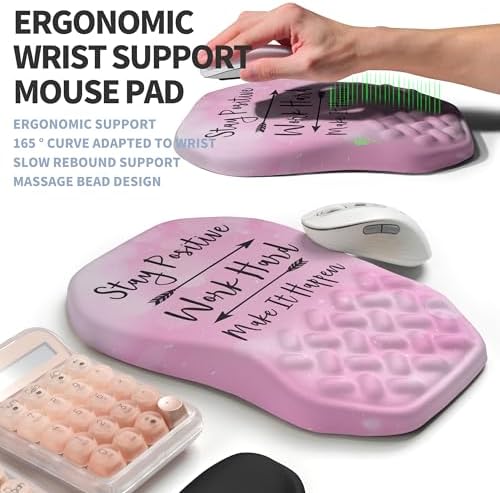 2-in-1 Ergonomic Set, Wave Keyboard Wrist Rest and Massage Slope Mouse Pad Wrist Support, Rebound Memory Foam for Relieve Carpal Tunnel Syndrome and Wrist Pain (Stay Positive) - Image 3