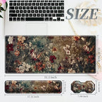 3Pcs Mouse Pad Set, Dark Art Flowers Large Gaming Mouse Pad with Stitched Edge, Ergonomic Memory Foam Keyboard Wrist Support and Mouse Wrist Rest Cushion, Pain Relief Non-Slip Desk Pad Combo - Image 2
