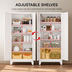 COFaR 71" Metal Pantry Cabinet with 5 Adjustable Shelves, White Storage Cabinet with Doors, Sturdy Freestanding Cupboard for Kitchen Organization, Living Room & Bathroom - Image 4