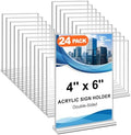 EHWINE 24 Pack Acrylic Sign Holders 4x6 Double-Sided Tabletop Display Stands for Menus Flyers & Signs, Clear Acrylic Picture Frame for Office Business Store & Events by EHWINE