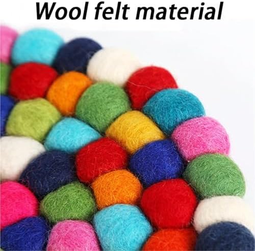 Wool Felt Woven Cup Mats Coasters Set Handmade Table Protector Cute Desk Pads - Image 5