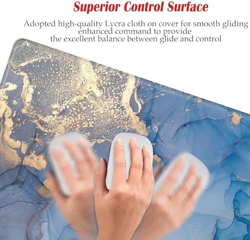 48 x 24 inch Mouse Pad Gaming Mousepad XXXXL Desk Mat Extra Large Desk Pad Giant Computer Mat Blue Marble 48 Inch Mouse Matt for Desktop Office Protector - Image 5