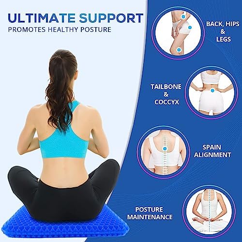 20" Gel Seat Cushion for Long Sitting(Jumbo&Thick) – Office Chair Cushion – Wheelchair Cushions for Pressure Sores – Non-Slip Desk Chair Car Seat Cushion Driving – Sciatica & Back Pain Relief - Image 6