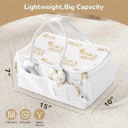 Portable Diaper Caddy, Large 17.1L Nursery Storage Basket with Handle, Baby Essentials Organizer for Changing Table, Travel Use, Light Beige - Image 5