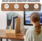 KIRIGEN Wood File Folder Holder, 2-Pack Desktop File Organizer Natural - Image 2