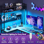 Apicizon L Shaped Gaming Desk 53" with Hutch, LED Light and Drawer - Image 7