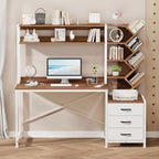 YOMILUVE 52" Computer Desk with Bookshelf, 3 Drawers ＆ Hutch for Bedroom by YomiluveDesign