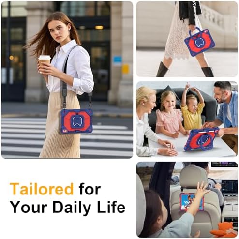 Case for iPad (A16) 11th/10th Generation 11/10.9 Inch 2025/2022, Ubearkk for iPad a16 case with Screen Protector, 360 Degree Rotating Stand Shoulder Strap Pencil Holder,Navy Red - Image 5