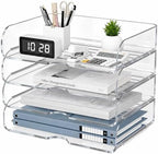 HIYOHIYO Clear Office Desk Organizer for A4 Letter Paper, 4 Tier Horizontal by HIYOHIYO