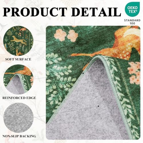 DUKINO 6x9 Area Rug, Washable Animal Living Room Rug Non Slip, Green - Image 5