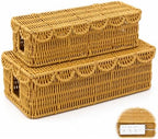 Patelai 2 Pack Scalloped Cable Management Box, Plastic, Natural Color by Patelai