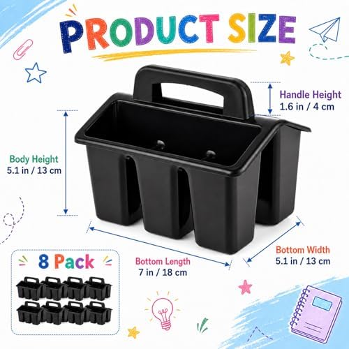 gisgfim 8 Pack Black Classroom Caddy Table Organizer with Handle - Image 2