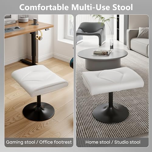 VECELO Foot Rest Under Desk Ottoman, PU Height Adjustable Footrest with Comfort Padding, Leg Rest for Desk for Relieving Leg Pain, Stiffness, and etc, White - Image 4