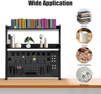 Clamp on Desk Organizer Shelf with Pegboard, Multipurpose Desktop Hutch Desk Bookshelf Desktop Bookcase Storage Rack Display Shelf for Home Office Dorm, Study Rooms, Bedrooms (Black) - Image 4