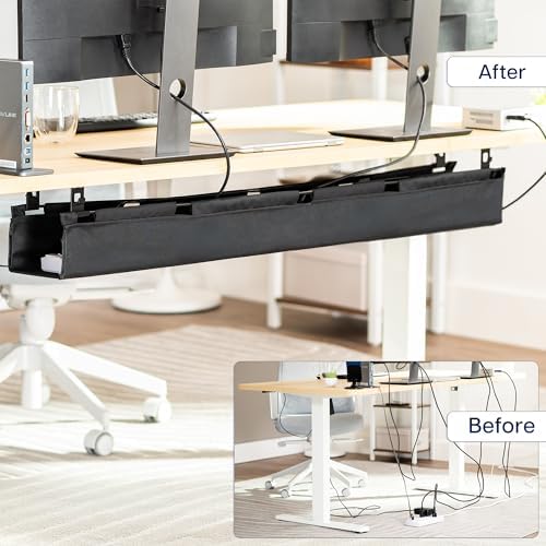 VIVO Black Screw-on 47 in Fabric Cable Management Tray, DESK-AC47F-S - Image 2