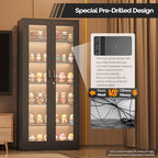 VINGLI Lockable Display Cabinet with Glass Doors & 5 Adjustable Shelves, 71" Tall Black Metal Storage Cabinet Curio Liquor, Bookshelf Bookcase for Home Office Living Room Pantry Garage - Image 4