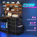 DurayLoly 55" L Shaped Gaming Desk with 3 Fabric Drawers & Shelves - Image 5