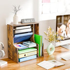 Simple Trending 7- Tier Desk File Organizer, Paper Organizer, Rustic Brown - Image 2