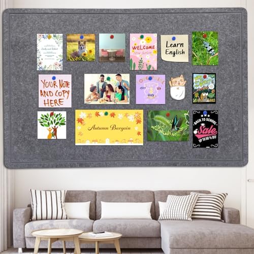 Large Bulletin Board 72" x 48" Felt Cork Board - Decor Pin Board, Dark Gray - Image 5