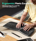 Nulea Ergonomic Split Wireless Keyboard with Cushioned Wrist Rest - Image 2