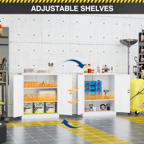 Fesbos Metal Storage Cabinet-36” Tall Steel File Cabinets with Lockable Doors and Adjustable Shelves-White Steel Storage Cabinet for Home Office, School, Garag - Image 5