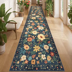 DUKINO 3x14 Washable Runner Rug, Non Slip Kitchen Runner Rug, Navy Blue by DUKINO
