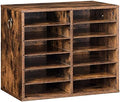 HOOBRO Literature Organizers, 12 Compartments Office Mailbox with Adjustable Shelves, Wood Countertop Literature Sorter for Office, Home, Classroom, Mailrooms Organization Rustic Brown FG12WF01 by HOOBRO