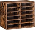 HOOBRO Literature Organizers, 12 Compartments Office Mailbox with Adjustable Shelves, Wood Countertop Literature Sorter for Office, Home, Classroom, Mailrooms Organization Rustic Brown FG12WF01 by HOOBRO