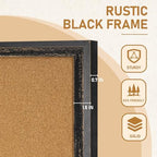 DOLLAR BOSS Cork Board, 30" X 20" Rustic Framed Bulletin Board, Black - Image 4