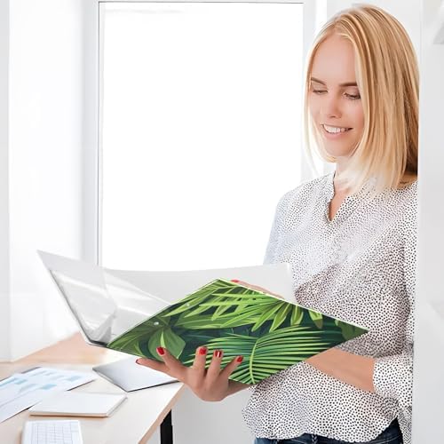 JIPONI 3 Ring Binder Palm Monstera Leaf 1 Inch Round Binders for Men Women Students, Cute File Organizer for Office Home School - Image 6