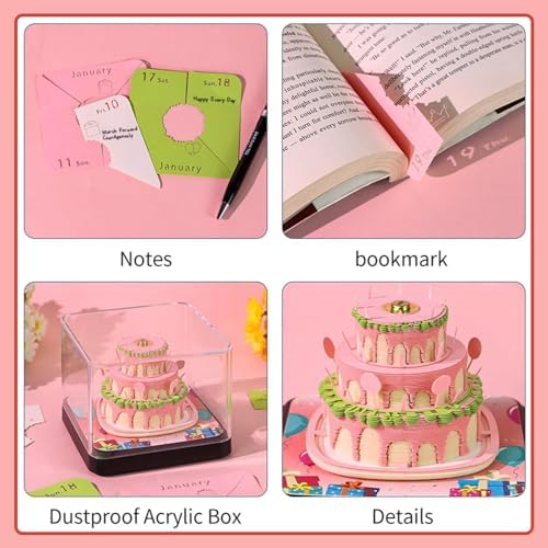 3D Calendar 2027,3D Desk Calendar 2027,3D Art Calendar Memo Pad 2027,Birthday cake Desktop Decoration,Tear-Away 3D Paper Art Notepad,Birthday Gift,New Year Gift/paper sculpture calendar (Birthday cake) - Image 4