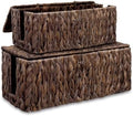 efluky 2 Pack Water Hyacinth Floor Cord Covers with Lid, Hand-Woven Cable Management Box, 2 Open Slots Cord Box to to Hide USB Wire, Power Strip & Charger for Home & Office and Dorm, Brown by efluky