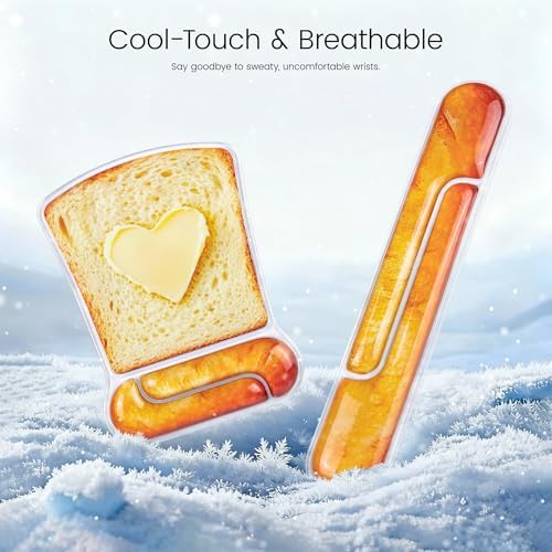 Ospelelf Mouse Pad and Keyboard Wrist Rest Cute Funny Gel Mousepad Set, Support for Typing Gaming, Relieve Wrist Pain, Cool & Easy to Clean, for Office, Programmer, Home Computer Use, Butter Bread - Image 5