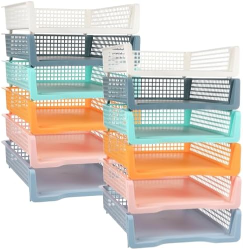 Weysat 12 Pcs Turn in Trays, Classroom Paper Tray, Pastel, Narrow by Weysat