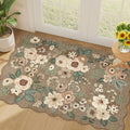 DUKINO 2x3 Rug for Entryway, Floral Door Mat Washable Rug, Light Taupe by DUKINO