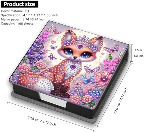 Diamond Art Painting Note Box, 4pcs Purple Animals PU Gem Art Storage Container with 640 Sheets, Relaxing DIY Craft Kit for Home Office Organization Birthday Anniversary - Image 5