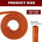 Automotive Wire Loom High Temperature Braided Wire Loom, Split-Sleeve Heat Resistant Wiring Loom Cord Cover for Harness Wires, Self-Wrapping Heavy Duty Sheathing Cable Management Orange (1/2"-30Feet) - Image 4