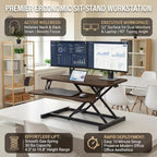 Standing Desk Converter 32" - Sit to Stand Desk Converter for Dual Monitors - Height Adjustable Desk Riser for Standing - Home Office & Corporate Use - Relieve Back Pain(Walnut) - Image 3