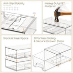 Criusia Stackable Storage Drawers, 6 Pack Clear Plastic Makeup & Bathroom Organizer, Versatile Storage Bins for Vanity, Under Sink, Kitchen Cabinets & Pantry - Image 5