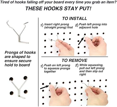 Peg Board Hooks for Hanging Tools with Bins and Baskets – Tool Organization Accessories Kit – Organizer Set of 1 inch, 2 inch, 4 inch L Hooks, J Hook, Pliers Rack, Screwdriver Holder - Image 4